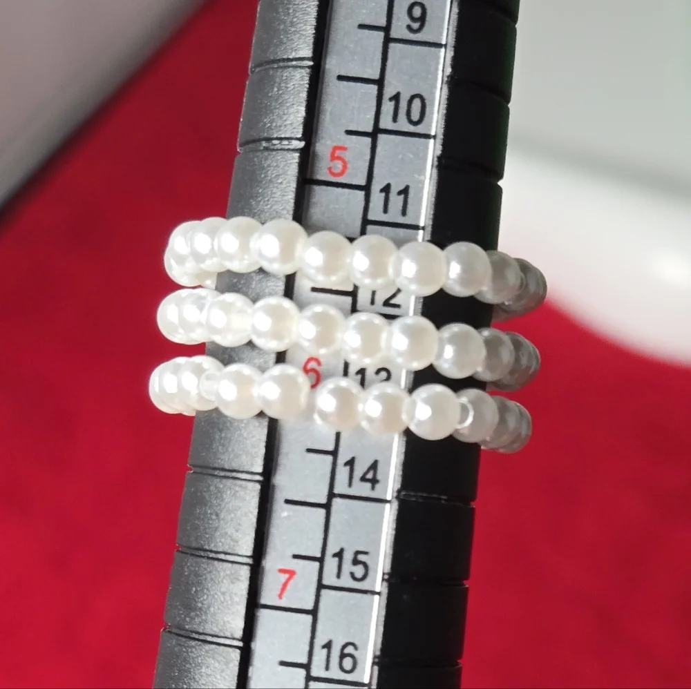 Elegant White Pearl Beaded Ring Set – 3 Piece Stretchy & Stackable Jewelry NWT